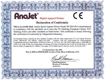 certifik�t Anajet