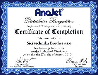 certifik�t Anajet
